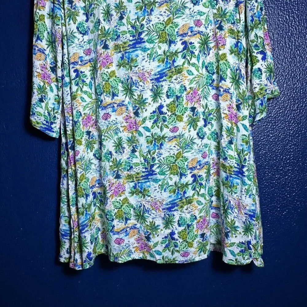 Caribbean Joe Size M Pink White Blue Print Aqua Dress lined Travel Casual nwt - Picture 9 of 14